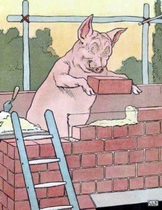 Pig building brick house
