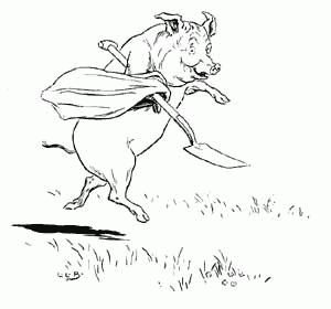 Pig with shovel
