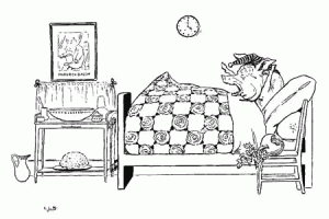 Pig in bed
