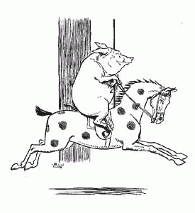 Pig riding carousel