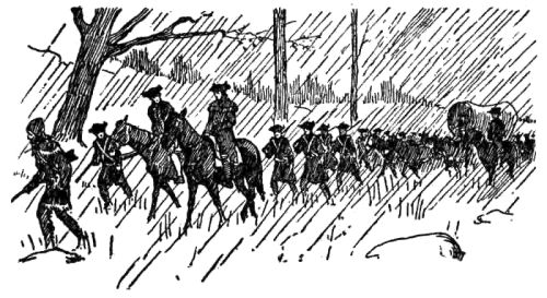 Marching in the rain.